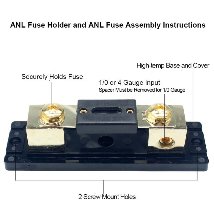 100A/150A inline ANL Fuse Holder Car Boat Fuse Block Electrical Equipment Bolt-on 80A Fuses Terminal Motor Case Fuse