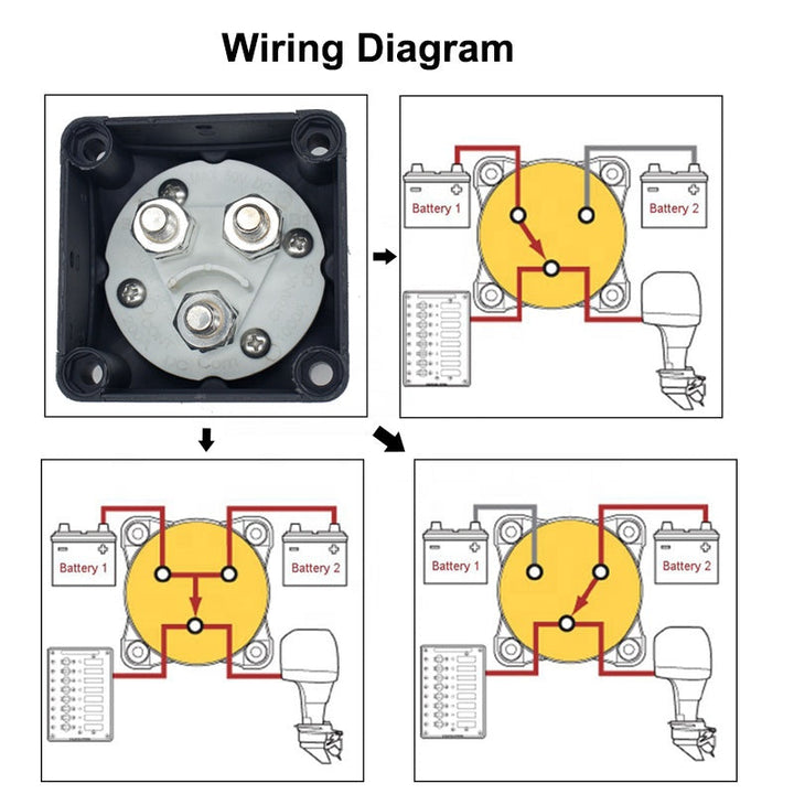 12- 48V marine boat car bus main heavy duty dual battery isolator disconnect switch