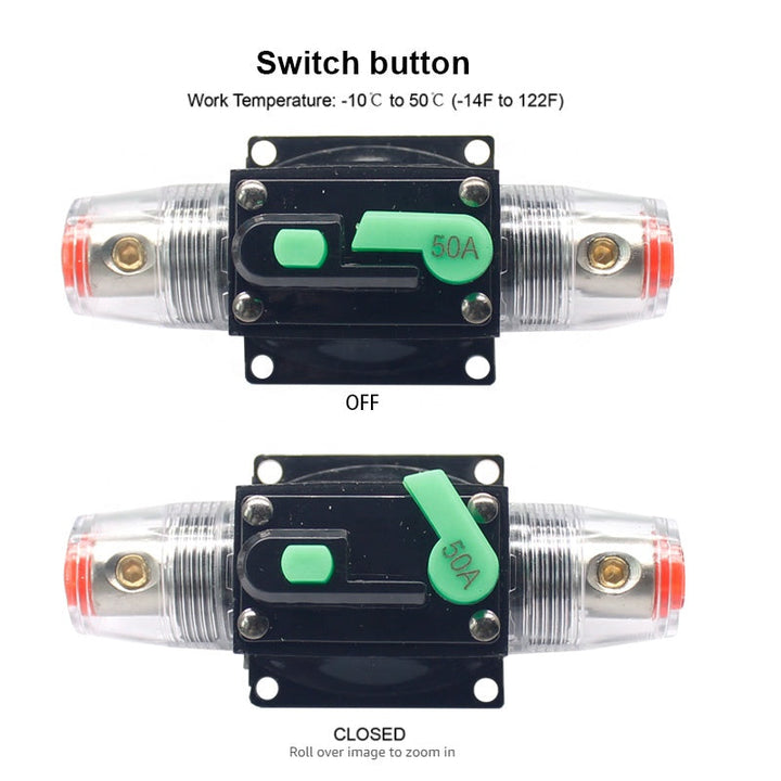 12V-36V DC 20A 30A 40A 50A 60A Car Truck Audio modification Stereo Amplifier Circuit Breaker Automatic Reset Fuse Holder Switch