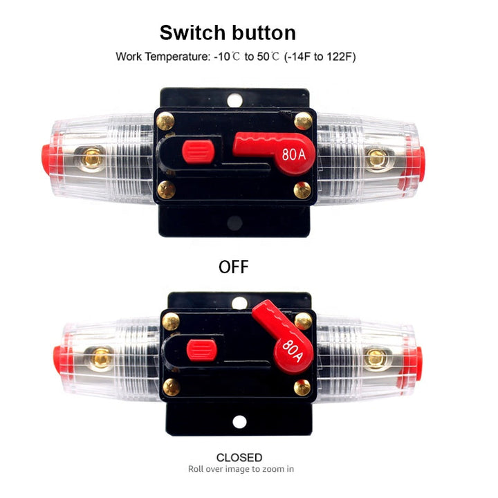 12V 24V 80A Fuse Holder Car Audio Inline Circuit Breakers