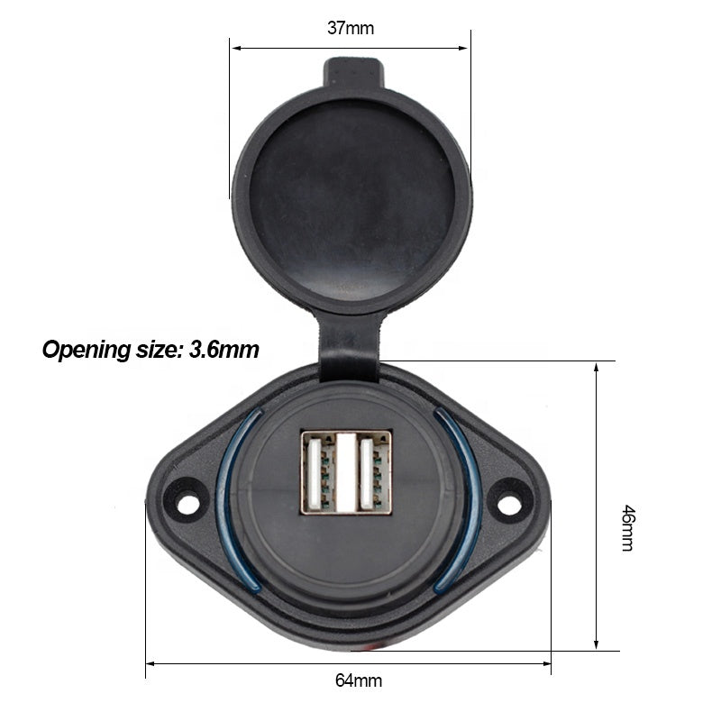 12V 24V Input 5V 2.1A and 1A Dual Output BUS USB Port Charger Socket with LED Backlight