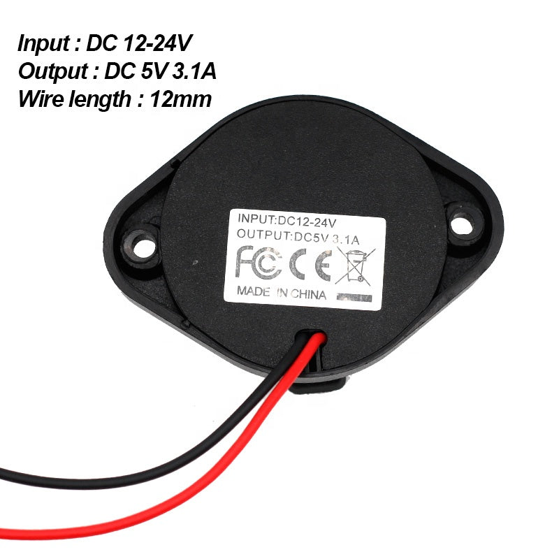 12V 24V Input 5V 2.1A and 1A Dual Output BUS USB Port Charger Socket with LED Backlight