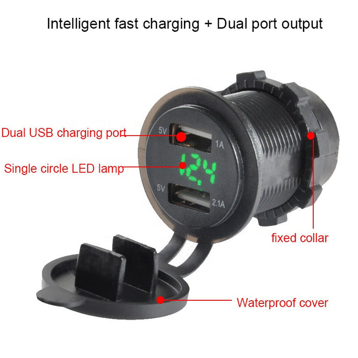 12V 3.1A Dual Car Bus Charger USB Outlet With Battery Display