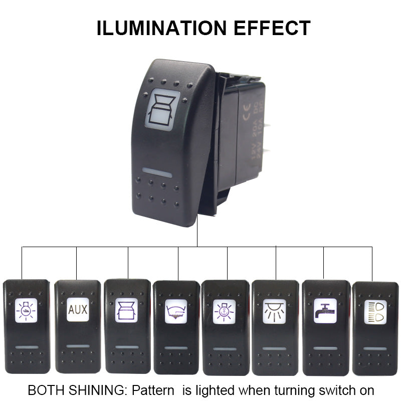 12V Rocker swtich CAR DC Switch 10A On Off DPDT 3 PIN LED Light Bar Illuminated Laser carving pattern switch