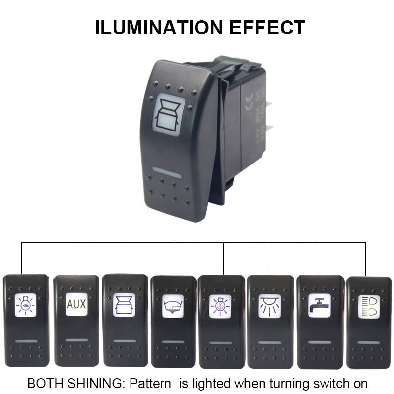 12V Rocker swtich CAR DC Switch 20A On Off DPDT 3 PIN LED Light Bar Illuminated Laser carving pattern switch