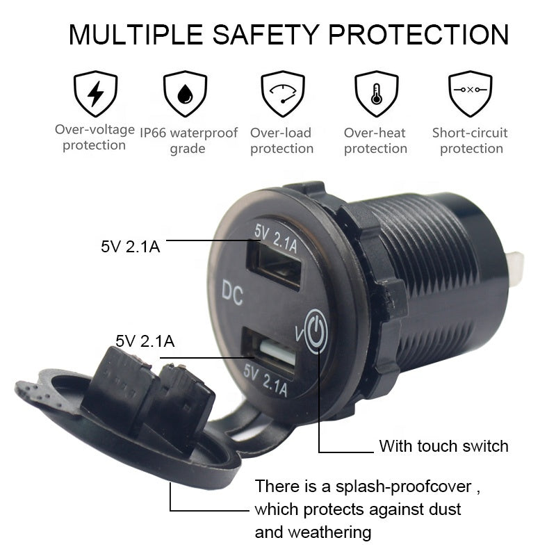 12V USB Outlet, AlfredDireck Dual Quick Charge 3.0 USB Car Charger