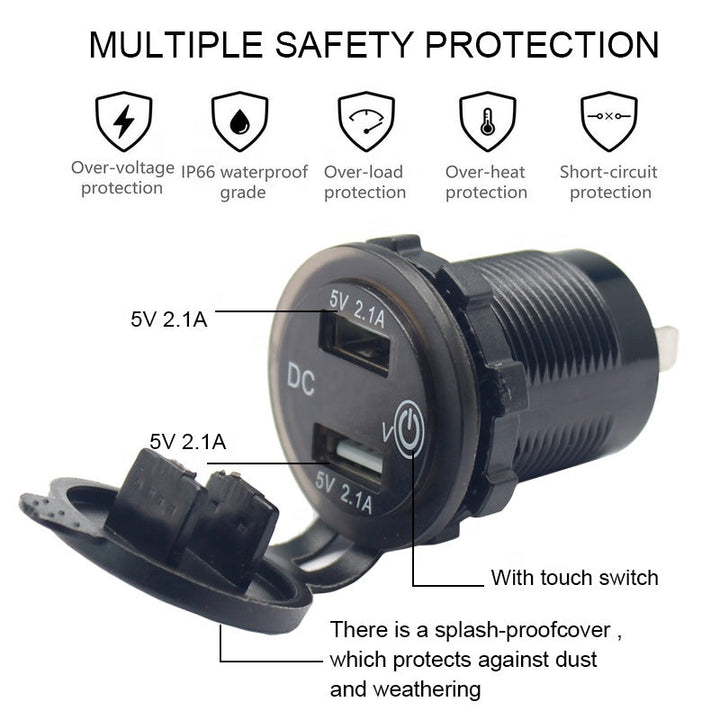 12V USB Outlet, AlfredDireck Dual Quick Charge 3.0 USB Car Charger