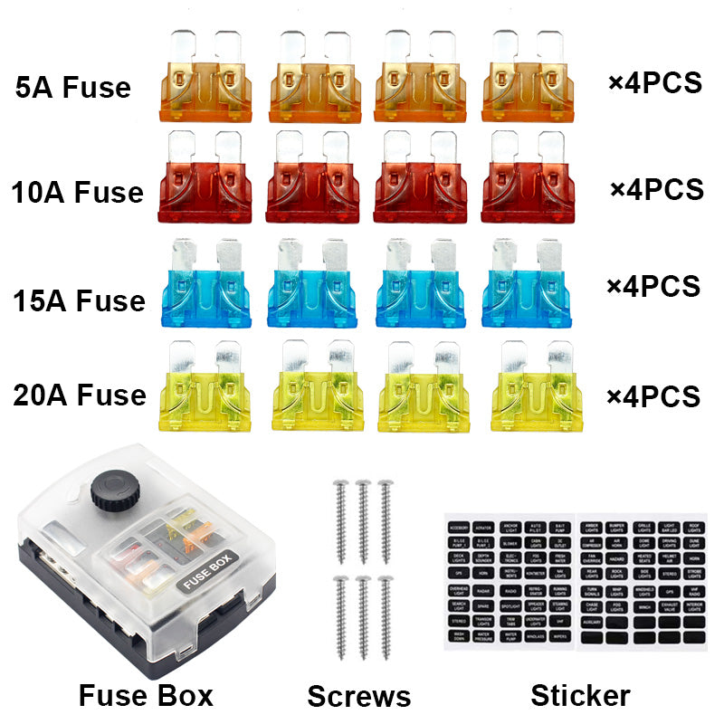 12V/24V 6 Way Auto Car Boat Marine With LED Indicator Light 6 Circuit Blade Fuse Box Holder