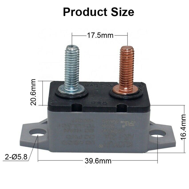 KUOYUH 5 Amp 12 - 24 VDC AR Automatic-Reset Circuit Breaker