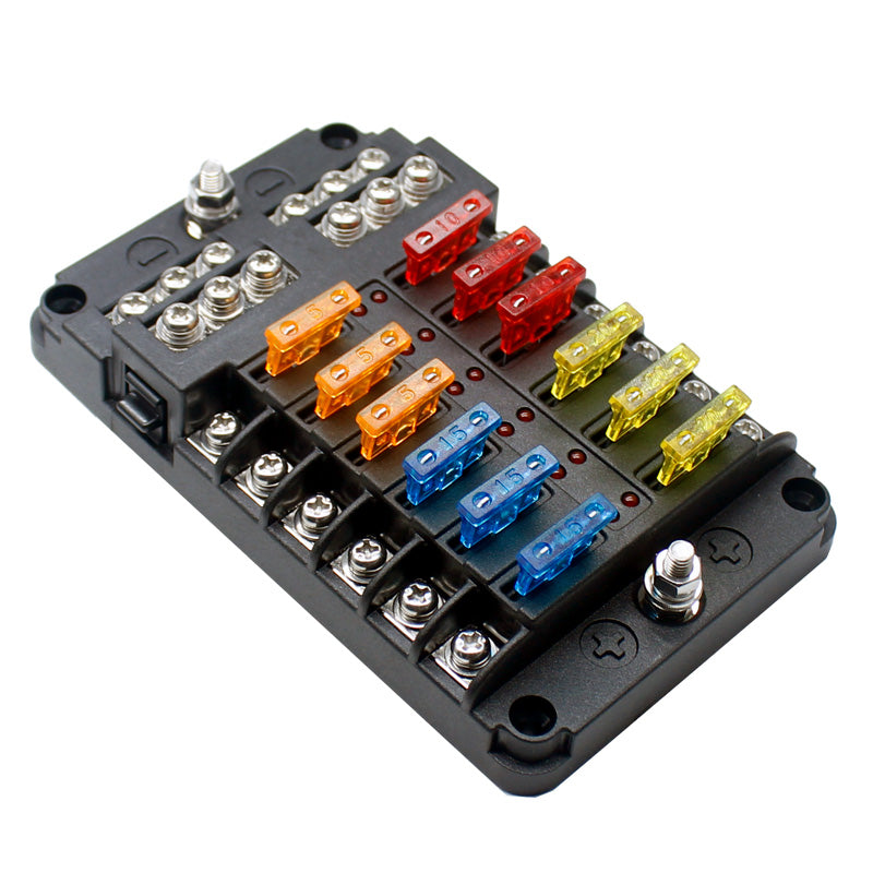 12 ways Plastic Cover Negative Fuse Block with bolt connect terminal for Vehicle Car Boat Marine Auto