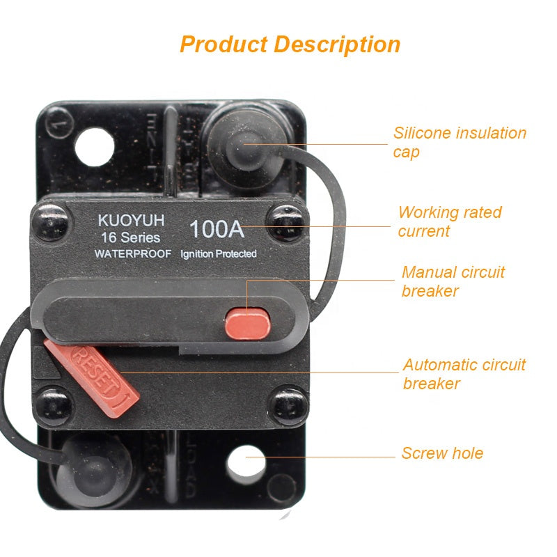 KUOYUH 80A 16F Series WATERPROOF Ignition Protected Circuit Breaker 48/32/24VDC