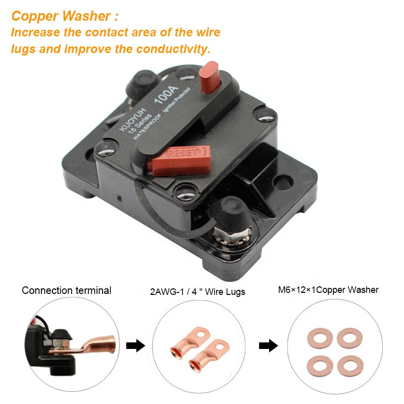 KUOYUH 80A 16F Series WATERPROOF Ignition Protected Circuit Breaker 48/32/24VDC