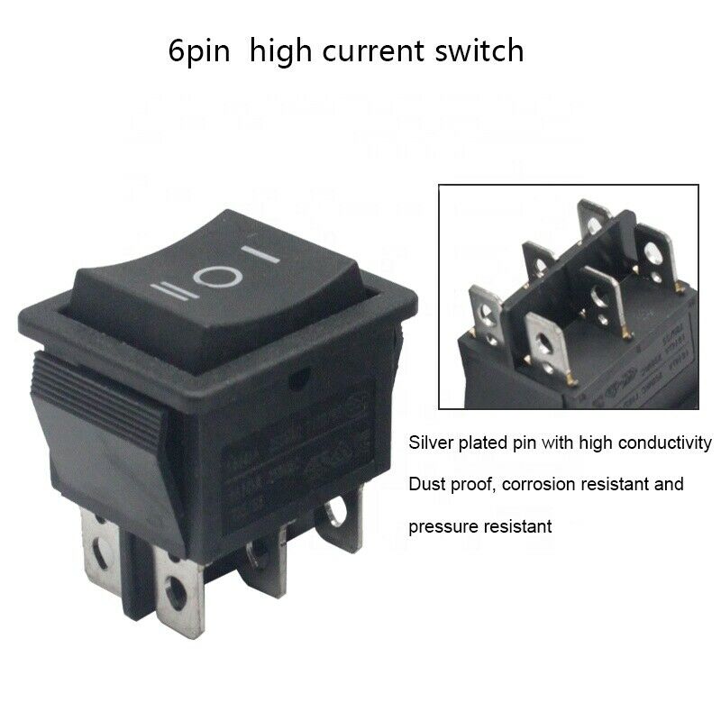 Welding Machine, Marine Rocker Switch 16A 125/250VAC On-Off DPDT 6 Pin High Current (Max Current 20A)