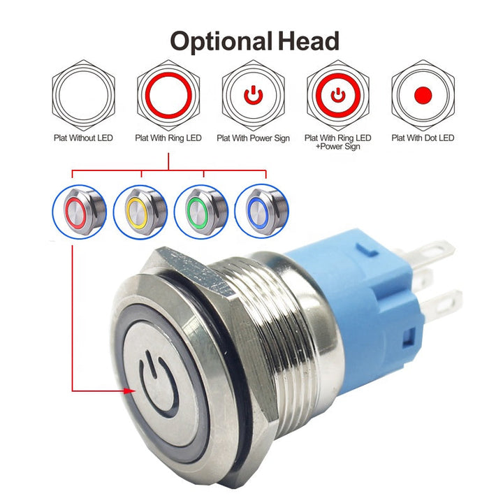 22mmwaterproof automotive LED metal push button switch