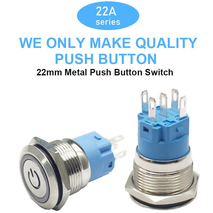 22mmwaterproof automotive LED metal push button switch