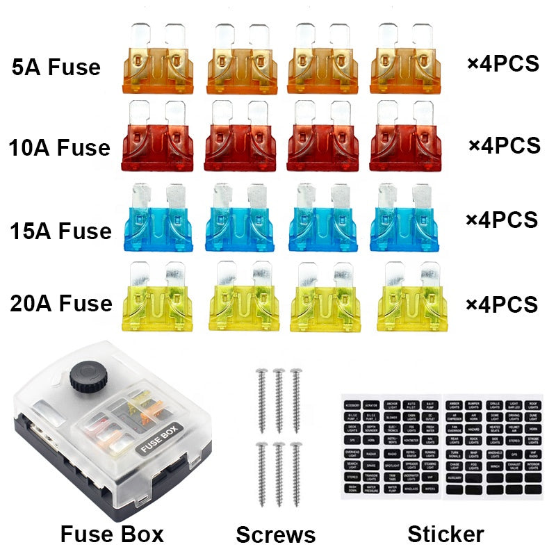 32V 6 Way Auto Car Boat Marine Blade Fuse Box Holder With LED Indicator Light