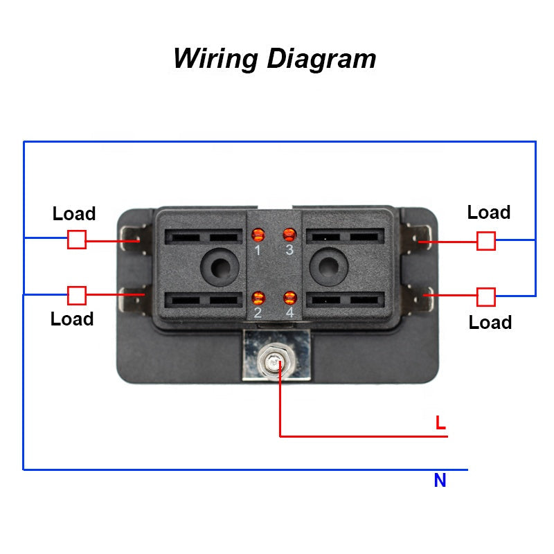 32V DC 4 Way Car Boat Marine Automotive Blade Fuse Box Fuse Holder Box With LED Indicator