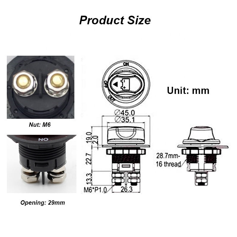 32V Disconnecter Power Isolator 100A Cut Off Rally Switch Kit For Car Motorcycle Battery Switch