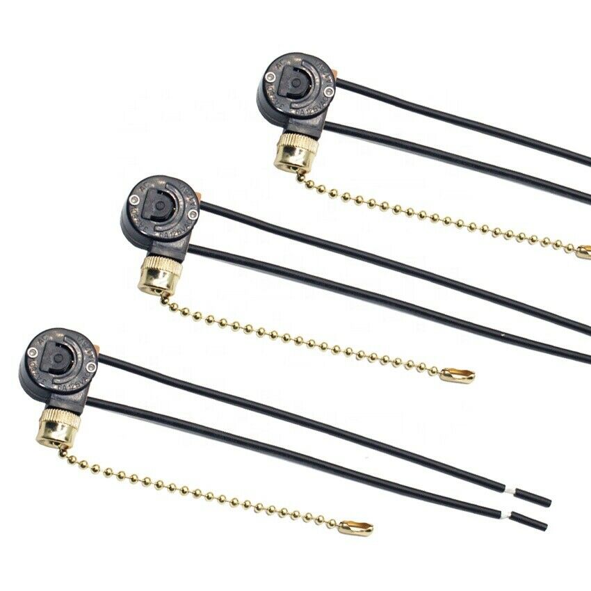 6A/125V electrical zipper pull chain cord switch ZE-109 (3-Pack)