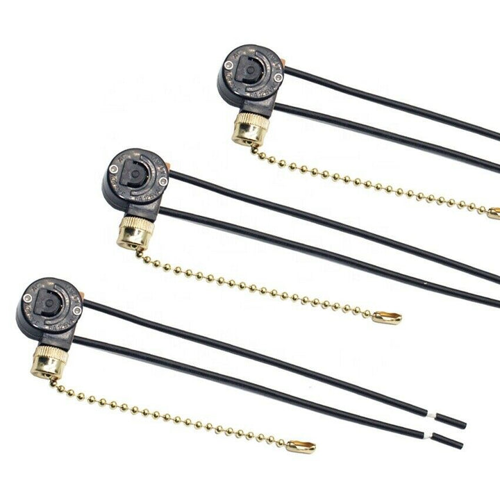 6A/125V electrical zipper pull chain cord switch ZE-109 (3-Pack)