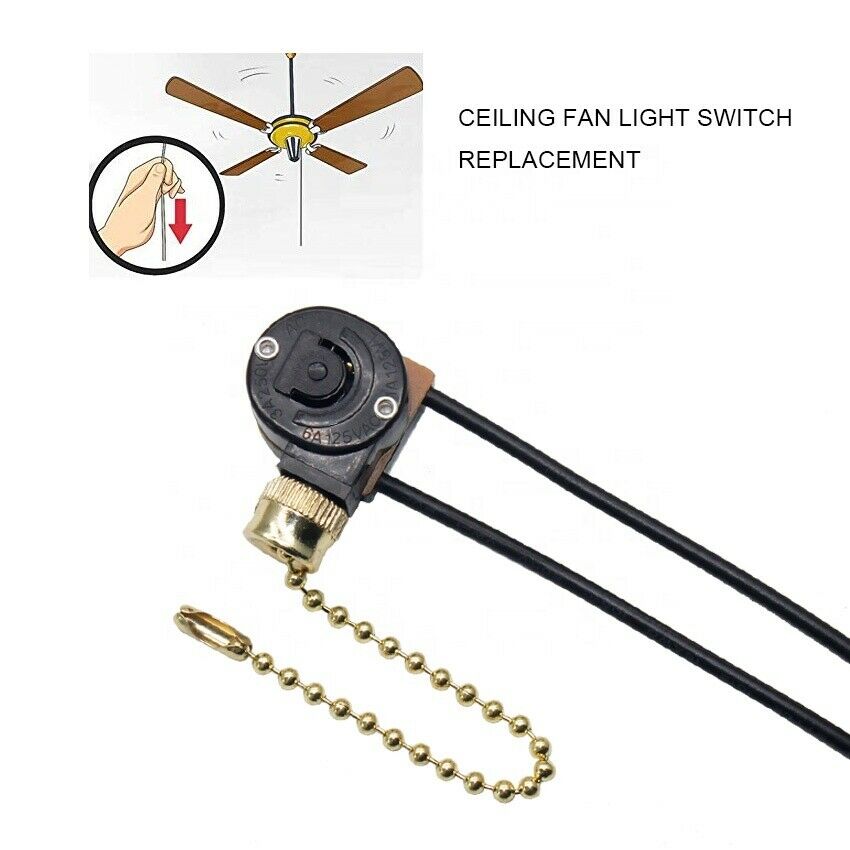 3A/250V electrical zipper pull chain cord switch ZE-109 (3-Pack)