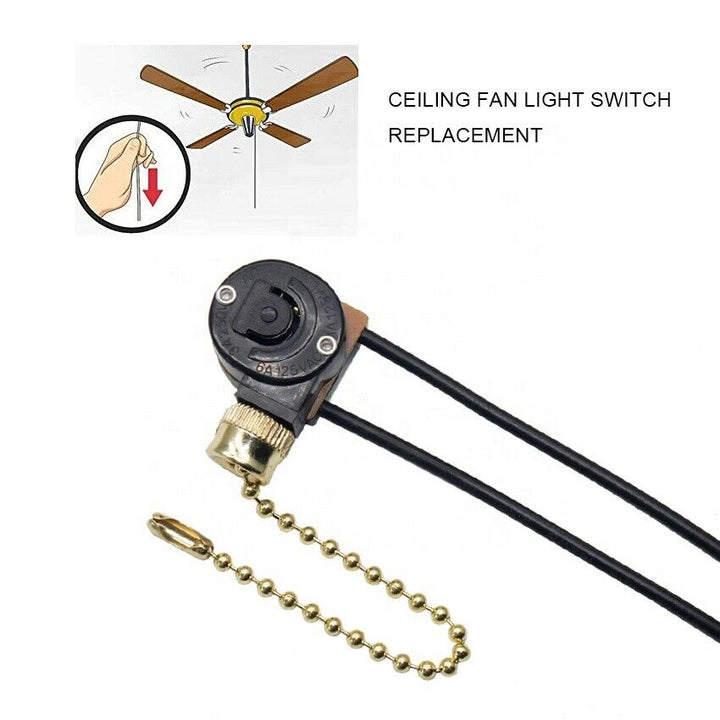3A/250V electrical zipper pull chain cord switch ZE-109 (3-Pack)