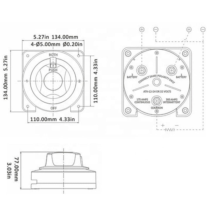 3 position 175A high current automobile battery power-off switch yacht Battery switch