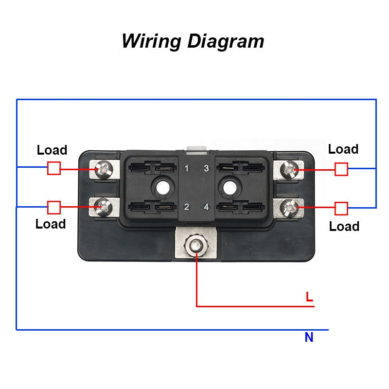 4-Way Blade Fuse Box Standard Circuit Fuse Holder Box Block DC 12-32V with Waterproof Protection Cover