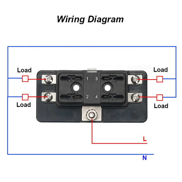 4-Way Blade Fuse Box Standard Circuit Fuse Holder Box Block DC 12-32V with Waterproof Protection Cover