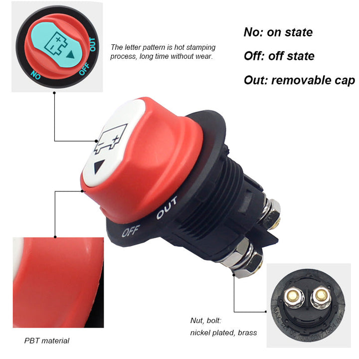 50A Truck Bus Marine Battery Main Disconnect Cut Off Auto Battery Isolator Switch