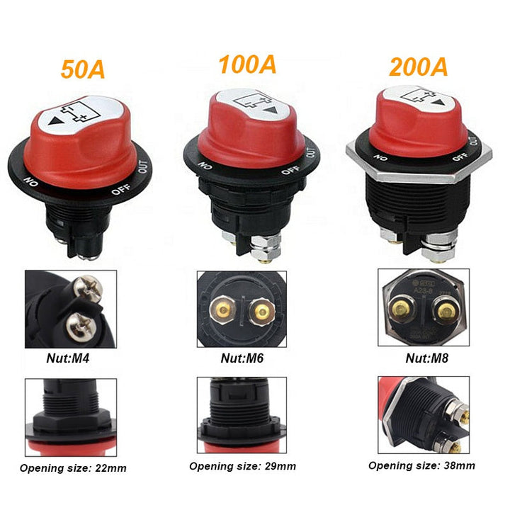 50A Truck Bus Marine Battery Main Disconnect Cut Off Auto Battery Isolator Switch