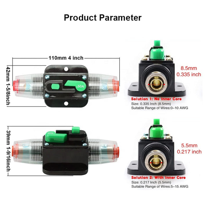 80A 12V Power recovery circuit breaker for Truck Audio modification Stereo Amplifier