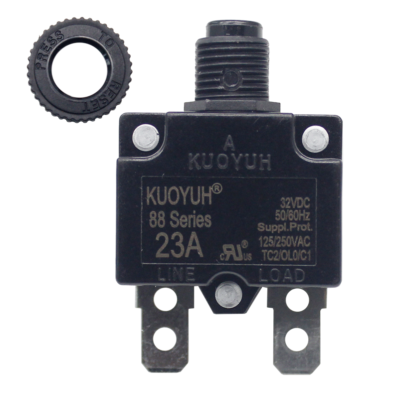 KUOYUH 23 Amp 88 Series Quick Connect Terminals Push-To-Reset Thermal Circuit Breaker