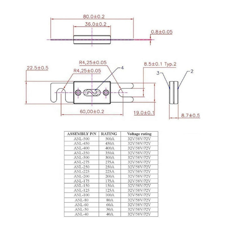 ANL Bolt-on Car Auto Fuse Holder Bock 8AWG 4AWG WIre Gauge Vehicles 100A Fuses holder Box