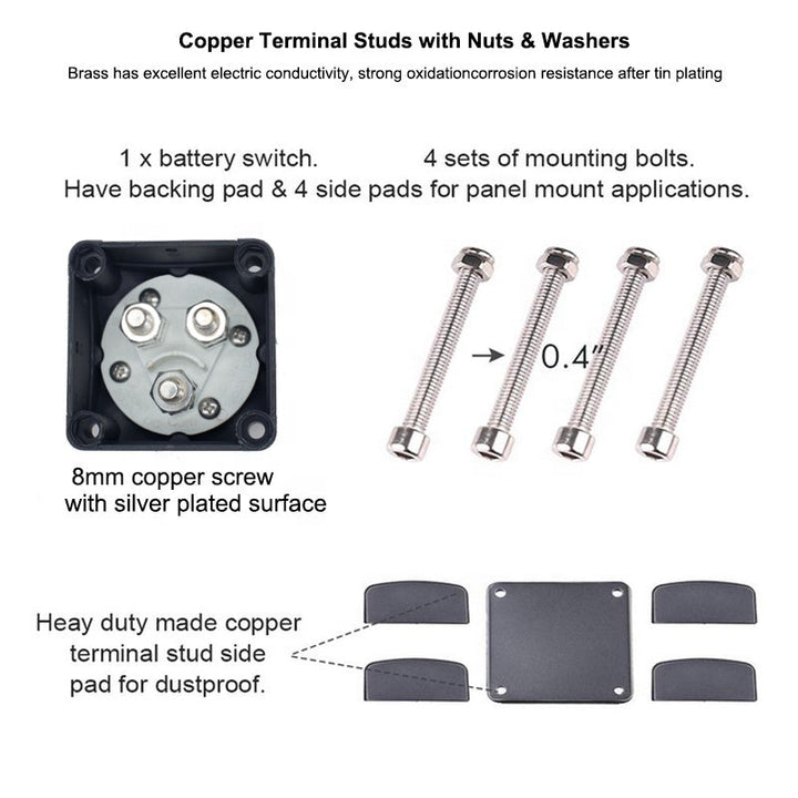 Boat Battery Switch 12-48V 600V Cut Off Kill Switch For RV Marine Boat Vehicle Battery Disconnect Switches