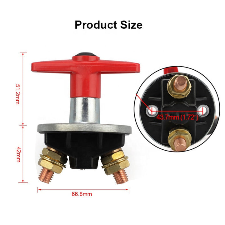 Brass Terminal 300A 12-60 (V) DC Stop Motorcycle Car Boart Battery Disconnect Cut Off Kill Switch