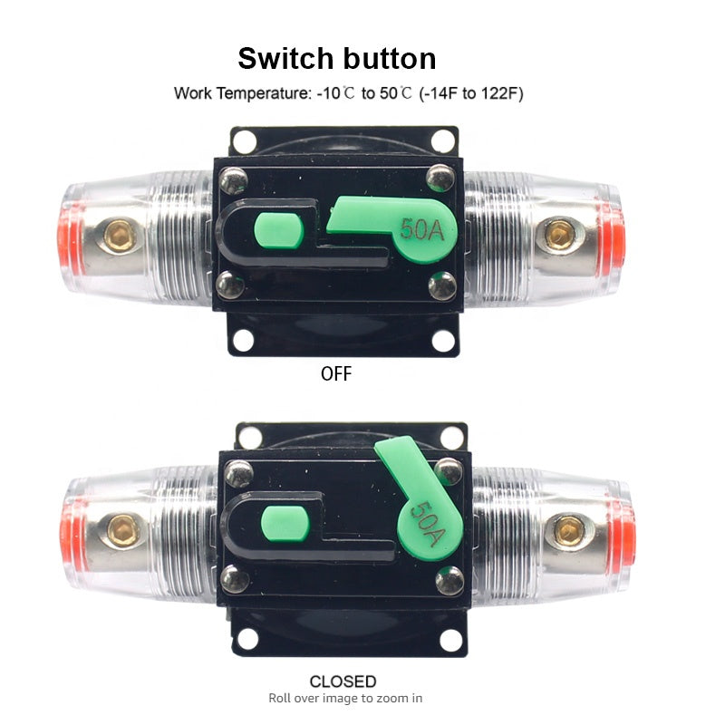 Car Audio Marine Boat Stereo Switch Inverter Replace Fuse Manual Reset 50A Circuit Breaker