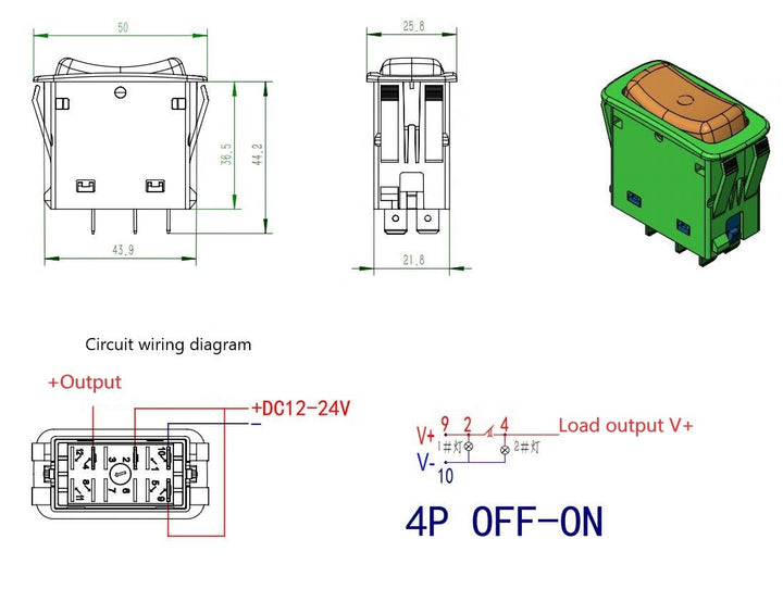 Club car golf cart front and Horn switch switch high current rocker switch