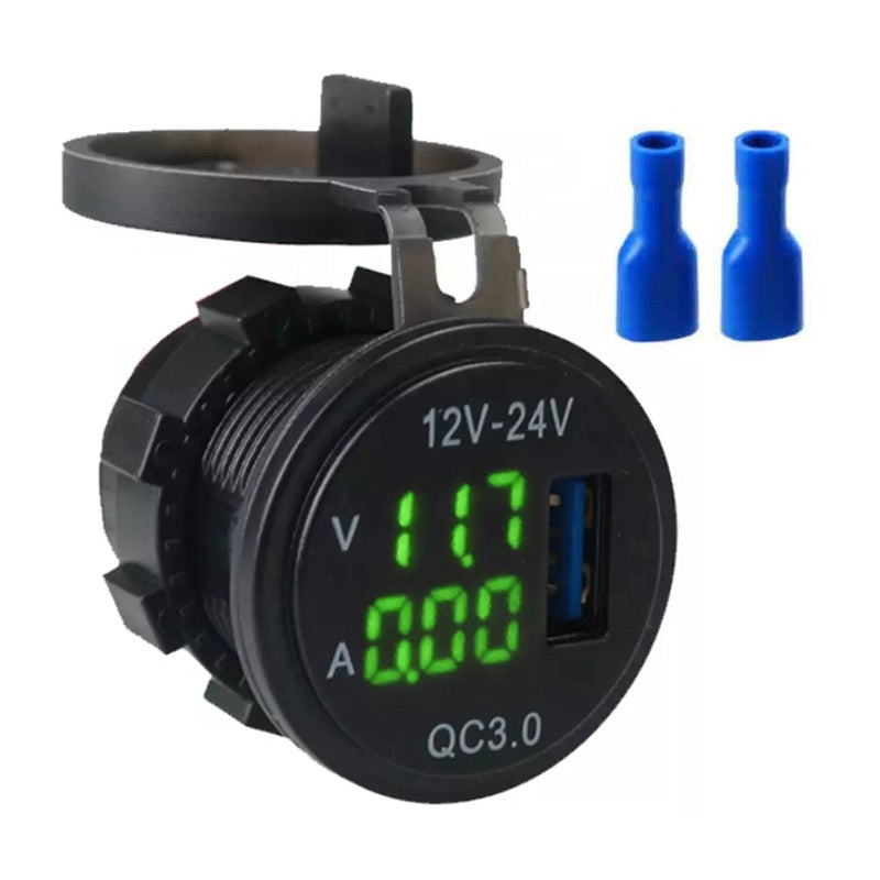 Digital Voltmeter Multi Ammeter With Voltage and Current Display DC 12V 24V QC3.0 USB Charger