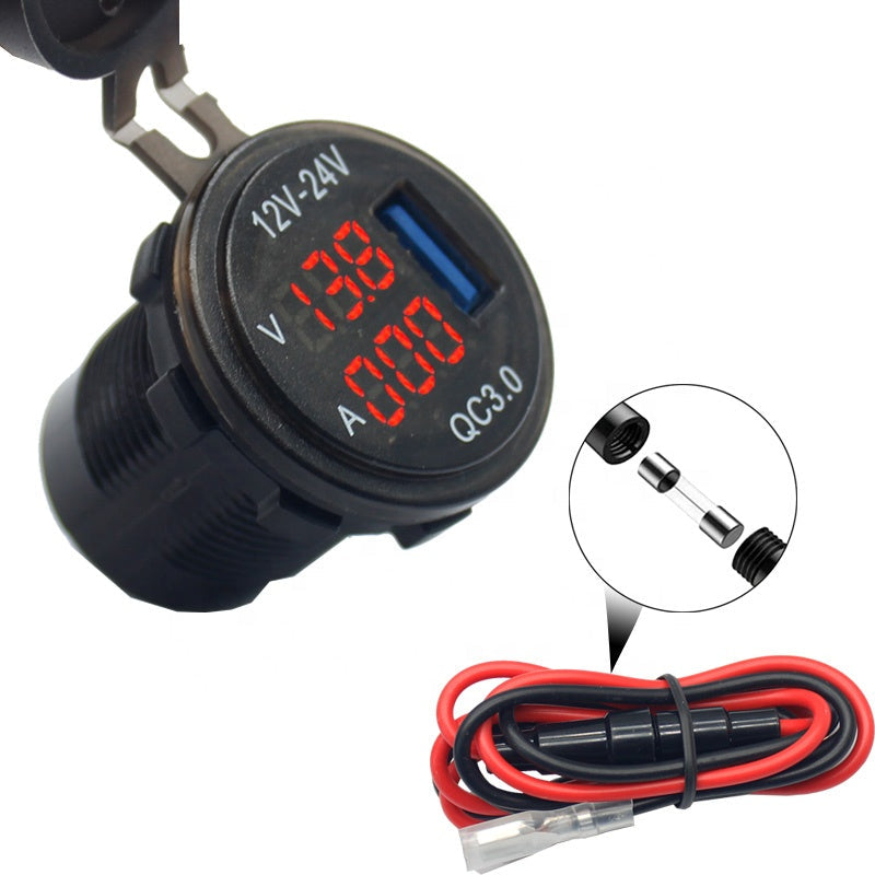 Digital Voltmeter Multi Ammeter With Voltage and Current Display DC 12V 24V QC3.0 USB Charger