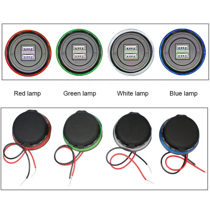 Dual 4.8A DC 12V 24V Panel Mount Train Tram Marine Boat Car Bus Seat USB Charging Port Bus USB Charger