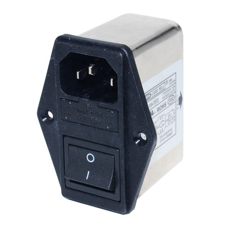 EMI double fuse holder filter with rocker switch and socket CW2C-10A-T(F2)