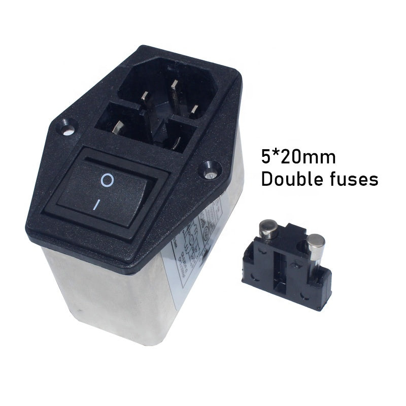 EMI double fuse holder filter with rocker switch and socket CW2C-10A-T(F2)