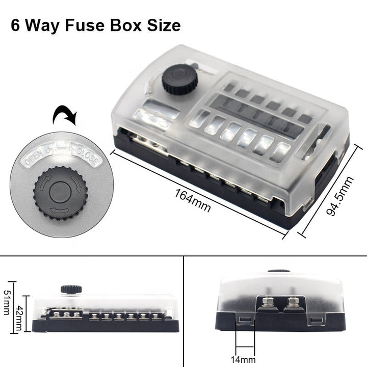 Extractme Upgraded 12 Way Fuse Block Box with Thumbscrew and LED Indicator 12 Circuit Blade Fuse Box Holder