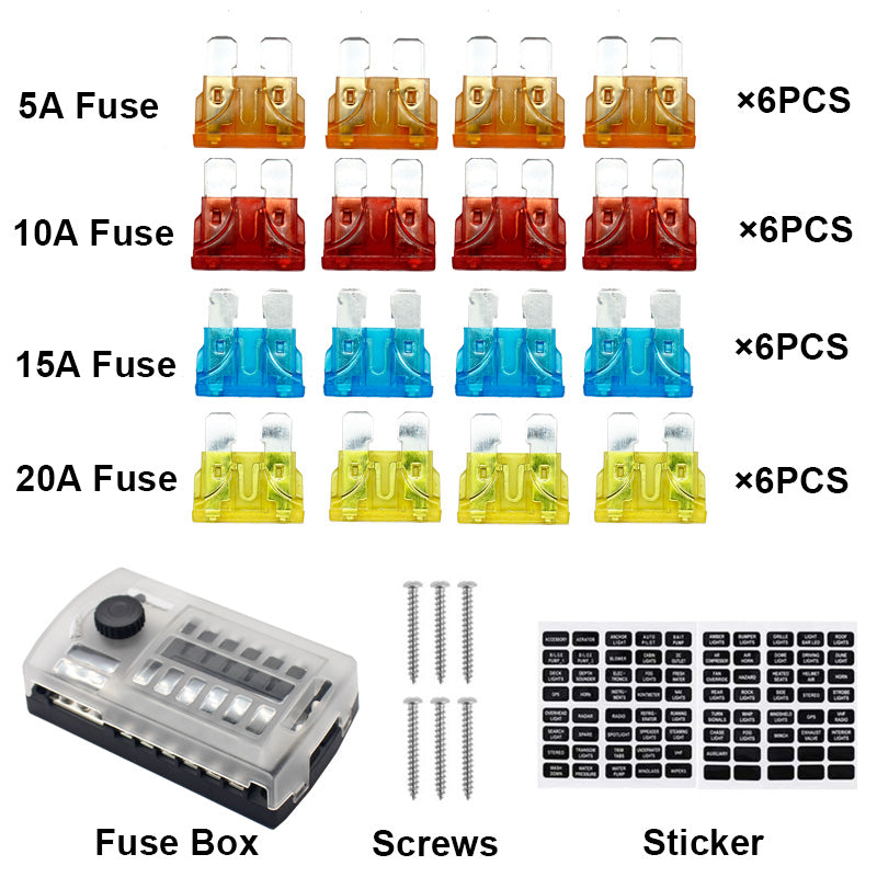 Extractme Upgraded 12 Way Fuse Block Box with Thumbscrew and LED Indicator 12 Circuit Blade Fuse Box Holder