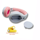 Things Audio white and pink over-ear FM radio headphones with AA batteries included