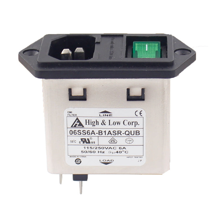 IEC Power inlet module C14 EMI filter screw mounted 2 fuses with green illuminated rocker switchIMG1