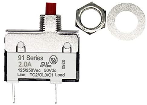 KUOYUH Circuit Breaker 91 Series 50VDC 125/250VAC w/Nut & Washer - 2Amp
