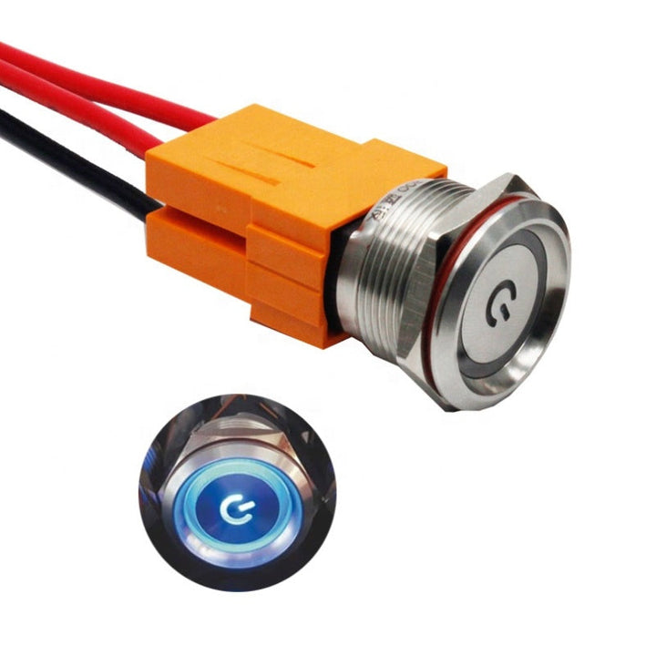 LED Light Momentary Latching Car Engine Power Switch 5V 12V 24V 220V Red Blue 22mm Waterproof Metal Push Button Switch