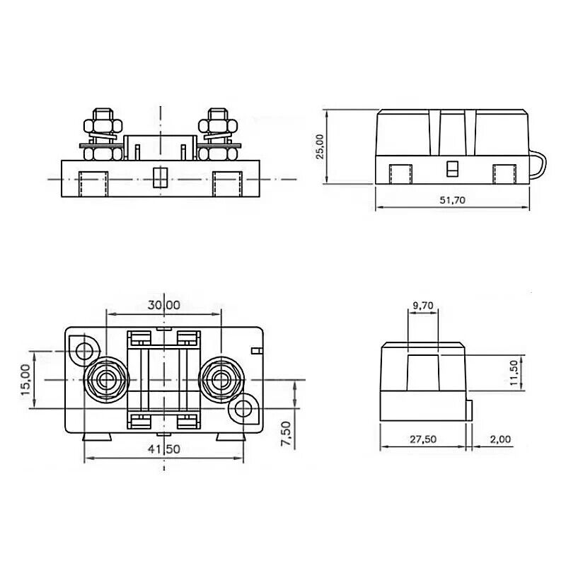 1 way Automotive ANS-H ANS Midi Fuse Box Holder mini ANL fuse holder - (2-Pack)